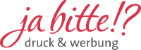 Logo der ja bitte!? GmbH in 15848 Pfaffendorf. Druck, Werbung & Webdesign.